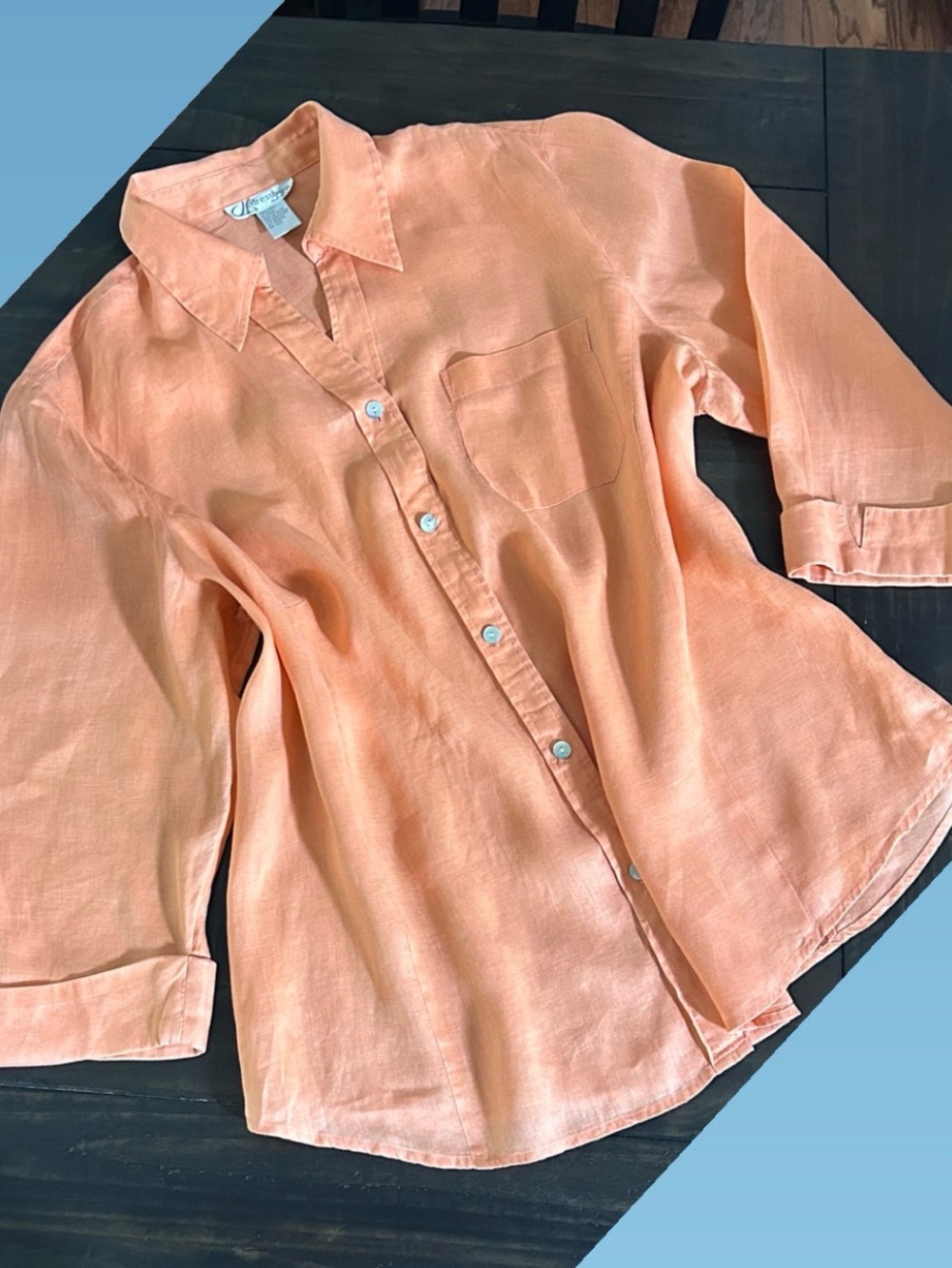 Lightweight Peach Button-Up Linen Shirt